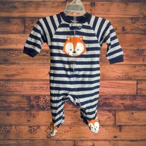 5 for $25🔥6 Months Carter's Fleece Striped Fox Footie Jumpsuit